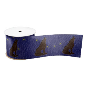 Leather-Look Native American Zodiac Wolf Satin Ribbon