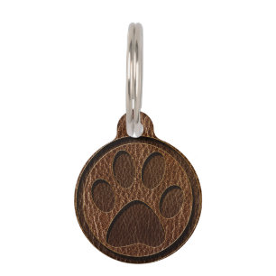 Leather-Look Paw Pet Tag