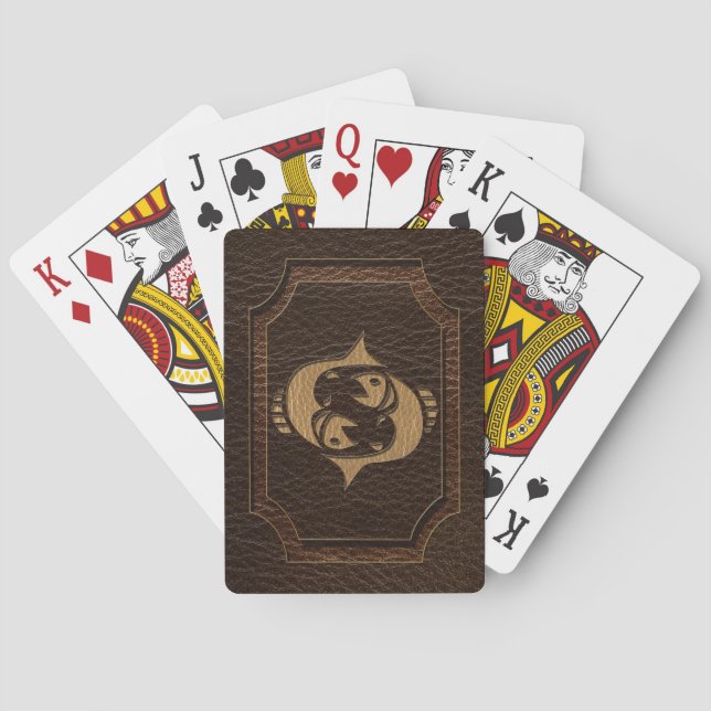 Leather-Look Pisces Playing Cards (Back)