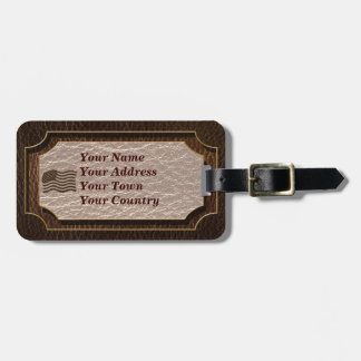 Leather-Look USA Flag Dark Luggage Tag