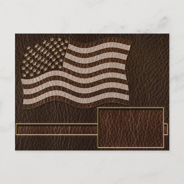 Leather-Look USA Flag Dark Postcard (Front)