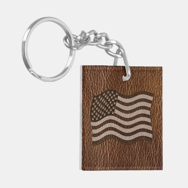 Leather-Look USA Flag Keychain (Front Left)
