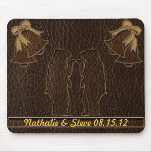 Leather-Look Wedding Dark Mouse Pad