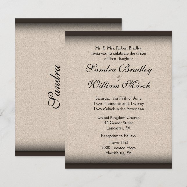 Leather Look Wedding Invitation (Front/Back)