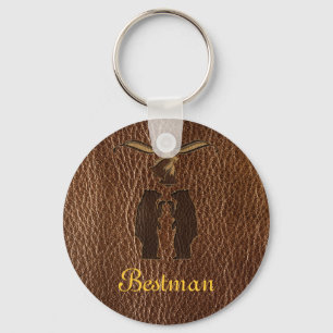 Leather-Look Wedding Keychain