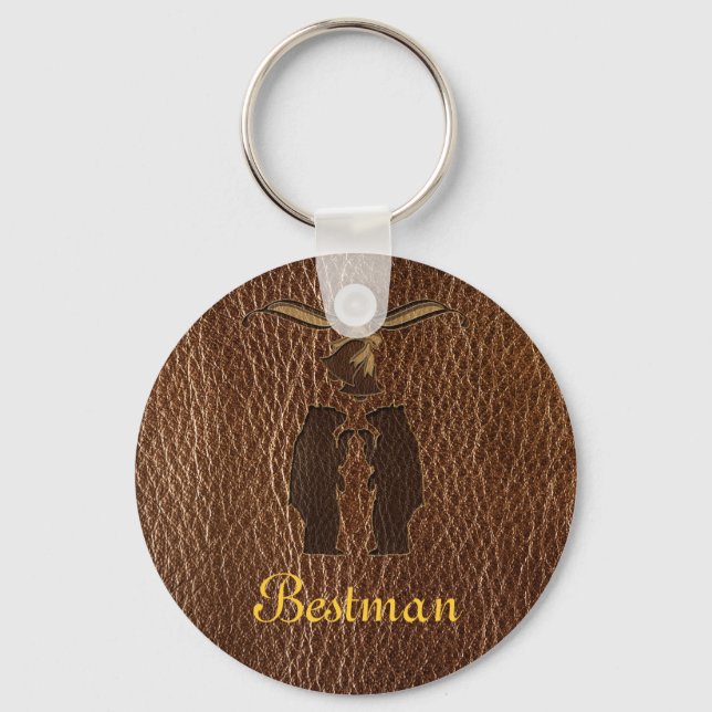 Leather-Look Wedding Keychain (Front)