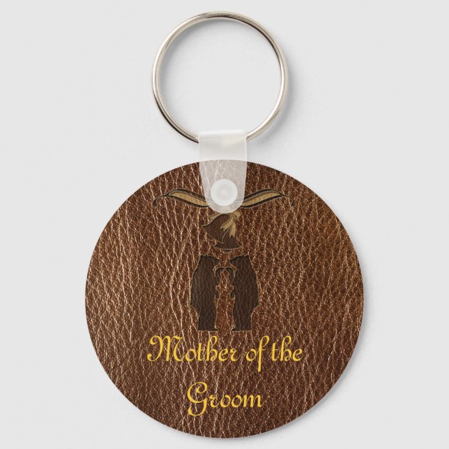 Leather-Look Wedding Keychain (Front)