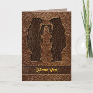 Leather-Look Wedding Thank You Card