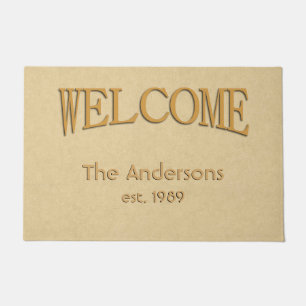 Leather Look Welcome Name Year Established Doormat