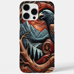 Leather-looking Majestic Eagle Artwork iPhone 16 Pro Max Case