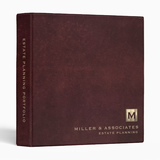 Leather Luxury Gold Initial Logo Binder (Front/Spine)