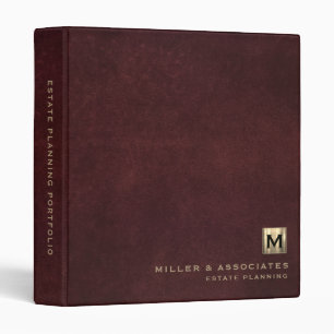 Leather Luxury Gold Initial Logo Binder