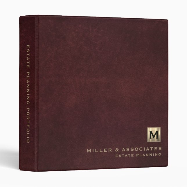 Leather Luxury Gold Initial Logo Binder (Front/Spine)