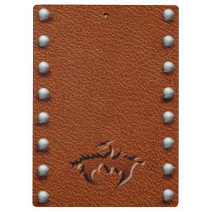 Leather medieval dragon pouch clip board