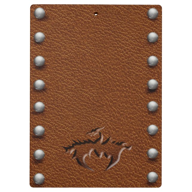Leather medieval dragon pouch clip board (Back)