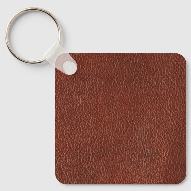 Leather Metal Square Keychain (Front)