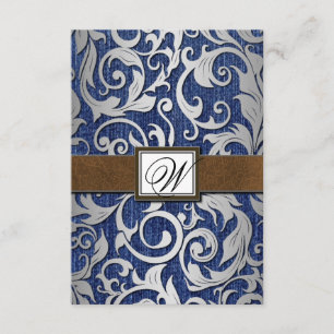 Leather Monogram Denim Western Wedding RSVP Cards