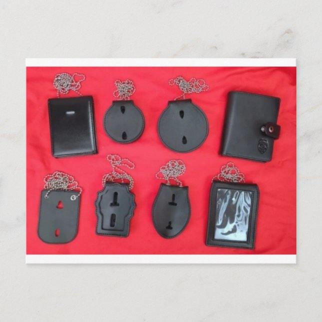 Leather Neck Chain Badge Holder, Neck Wallet Postcard (Front)