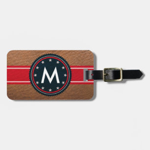 Leather Patriotic Luggage Tag with Monogram