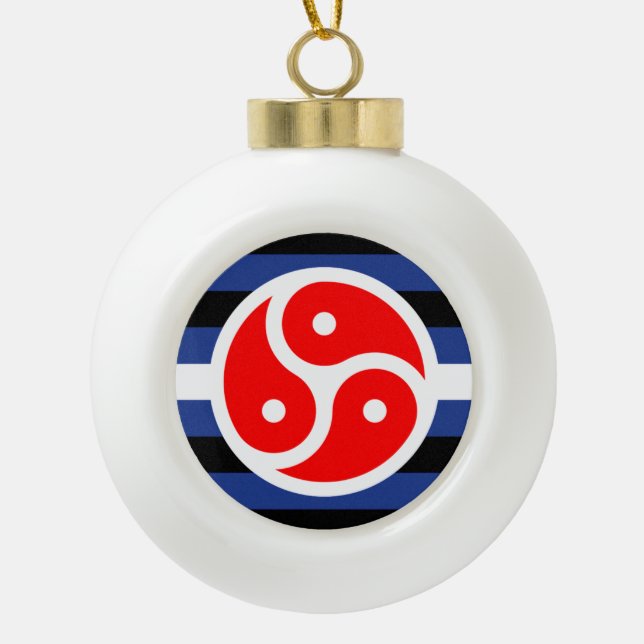 Leather Practice Pride Flag Ceramic Ball Christmas Ornament (Front)