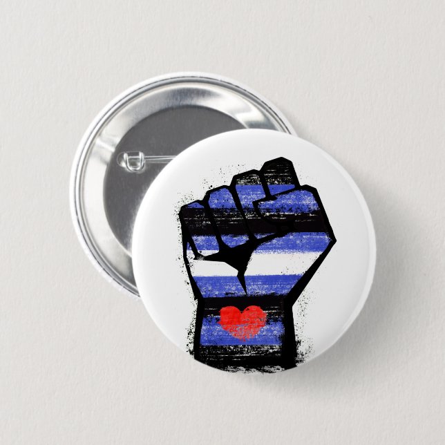 Leather Pride Fist 2 Inch Round Button (Front & Back)