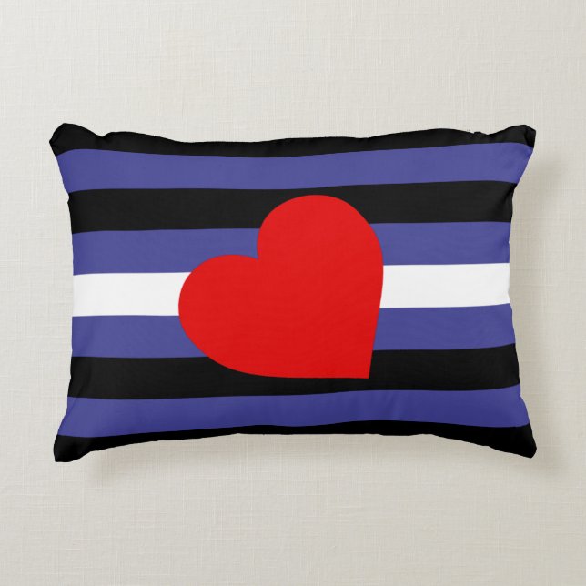 Leather Pride Flag and Heart Accent Pillow (Front)