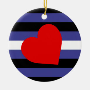 Leather Pride Flag and Heart Ceramic Ornament