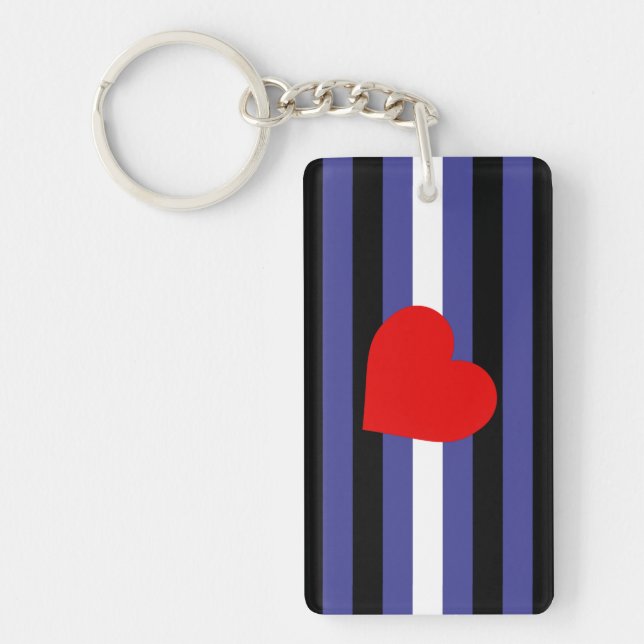 Leather Pride Flag and Heart Keychain (Front)