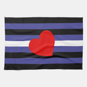 Leather Pride Flag and Heart Kitchen Towel