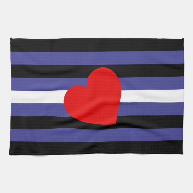 Leather Pride Flag and Heart Kitchen Towel (Horizontal)