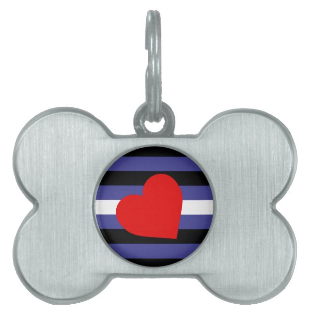Leather Pride Flag and Heart Pet ID Tag (Front)