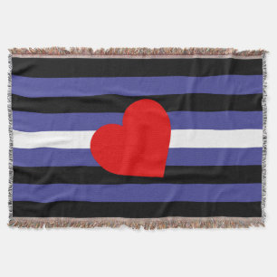 Leather Pride Flag and Heart Throw Blanket