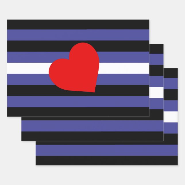 Leather Pride Flag and Heart Wrapping Paper Sheet (Set)