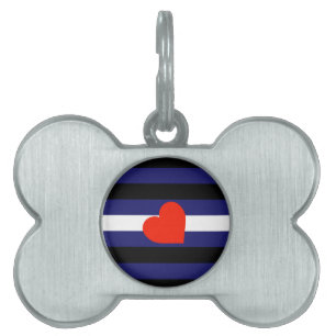 LEATHER PRIDE STRIPED HEART HORIZONTAL - 2014 PRID PET NAME TAG