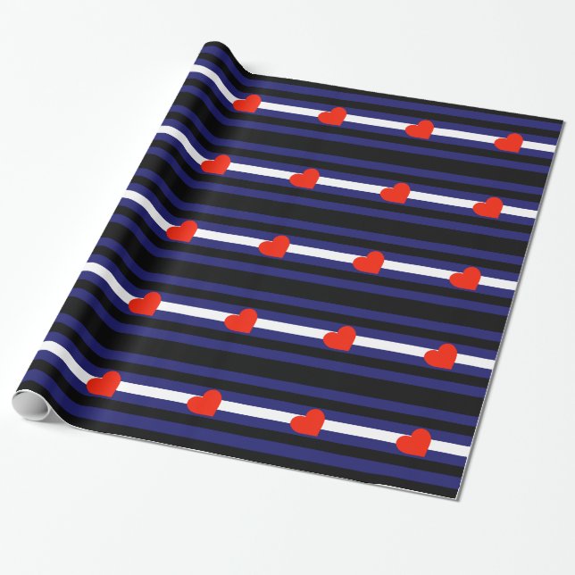 LEATHER PRIDE STRIPED HEART HORIZONTAL - 2014 PRID WRAPPING PAPER (Unrolled)