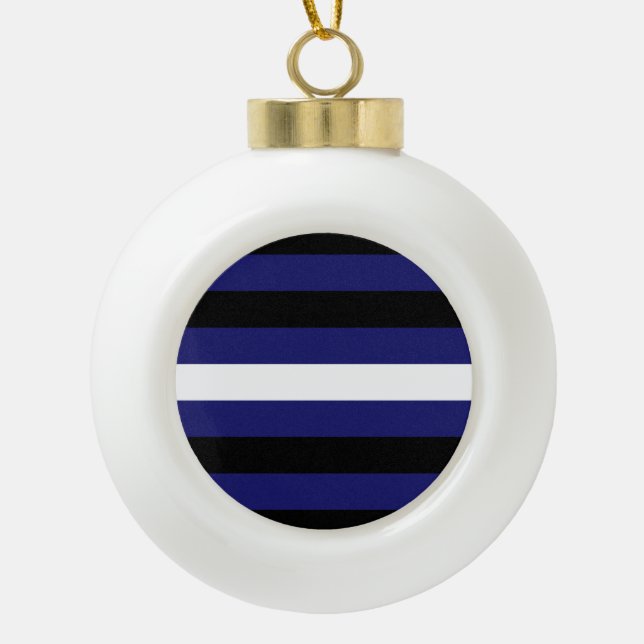 LEATHER PRIDE STRIPED HORIZONTAL - 2014 PRIDE.png Ceramic Ball Christmas Ornament (Front)