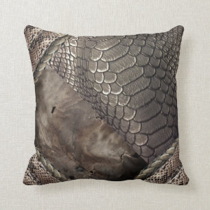 leather print , and snakeskin with alligator print throw pillow