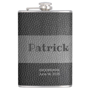 Leather Print Monogrammed Flask