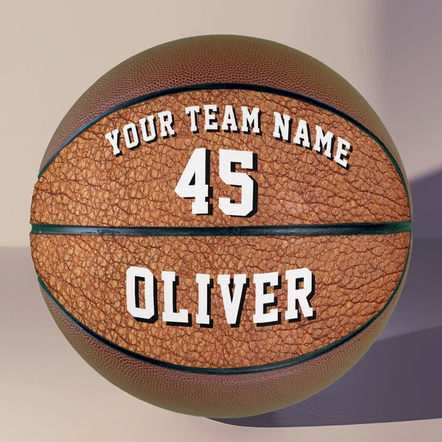 Leather Print Player Name Team Number Basketball (Creator Uploaded)