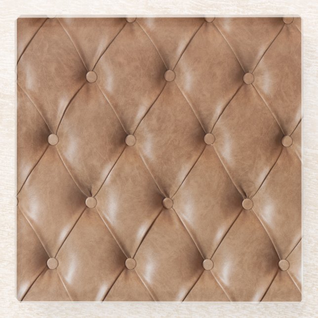 Leather Sofa: Textured Background Glass Coaster (Front)