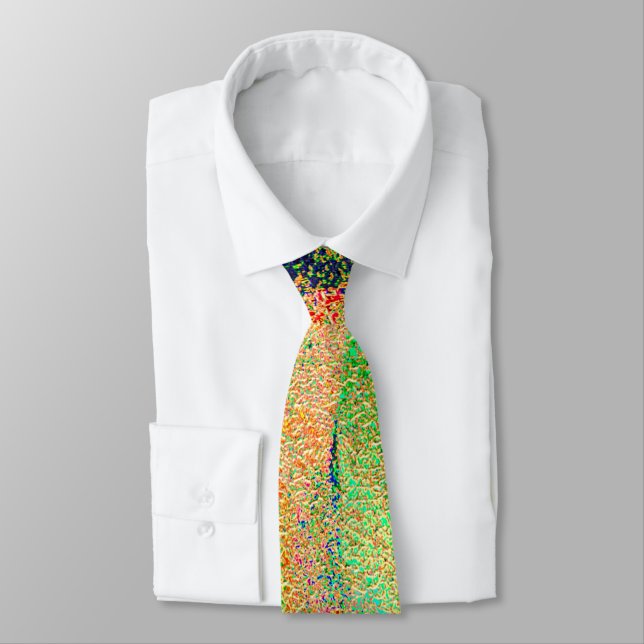 Leather style wrinkled and green orange worn paint tie (Tied)