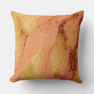 Leather style wrinkled with worn paint, salmon  throw pillow