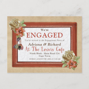 Leather & Suede Texture Art Engagement Invitation Postcard