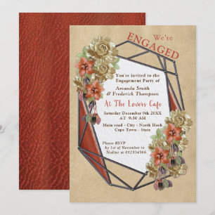 Leather & Suede Texture Art Engagement Party Invitation