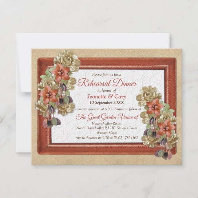 Leather & Suede Texture Art Rehearsal Dinner Invitation (Front)