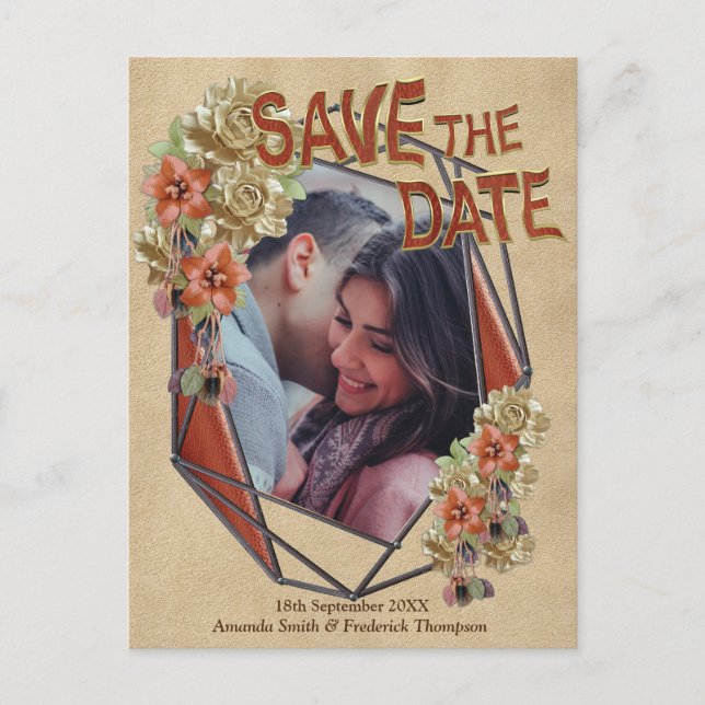 Leather & Suede Texture Art Save the Date Announcement Postcard (Front)