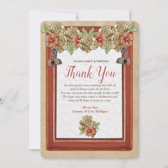Leather & Suede Texture Art Thank You Invitation (Front)