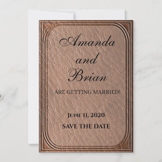 Leather Texture Country Style Print Invitation (Front)