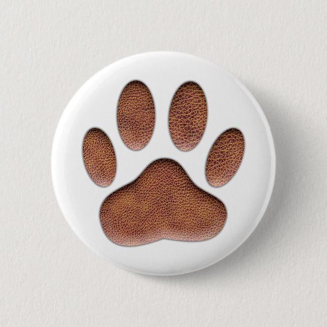 Leather Texture Dog Paw Print 2 Inch Round Button (Front)
