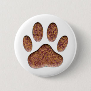 Leather Texture Dog Paw Print 2 Inch Round Button